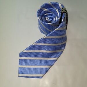 RESILIO Tie Blue White Diagonal Stripe Textured Dress Mens Necktie 100% Silk New